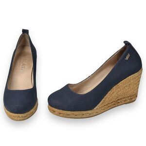Viscata Espadrille Wedge Women’s EU 39 US 8 Navy Blue Canvas Spain Heel Shoes